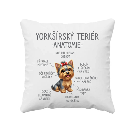yorkšírský teriér – anatomie - polštář s potiskem
