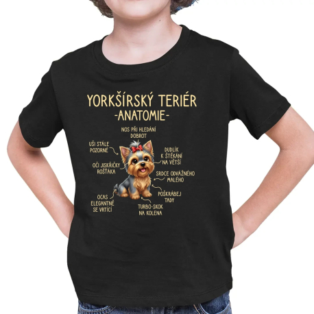 yorkšírský teriér – anatomie - dětské tričko s potiskem