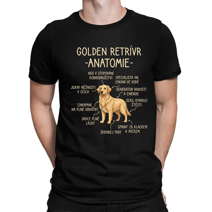 Golden retrívr - anatomie - pánské tričko s potiskem