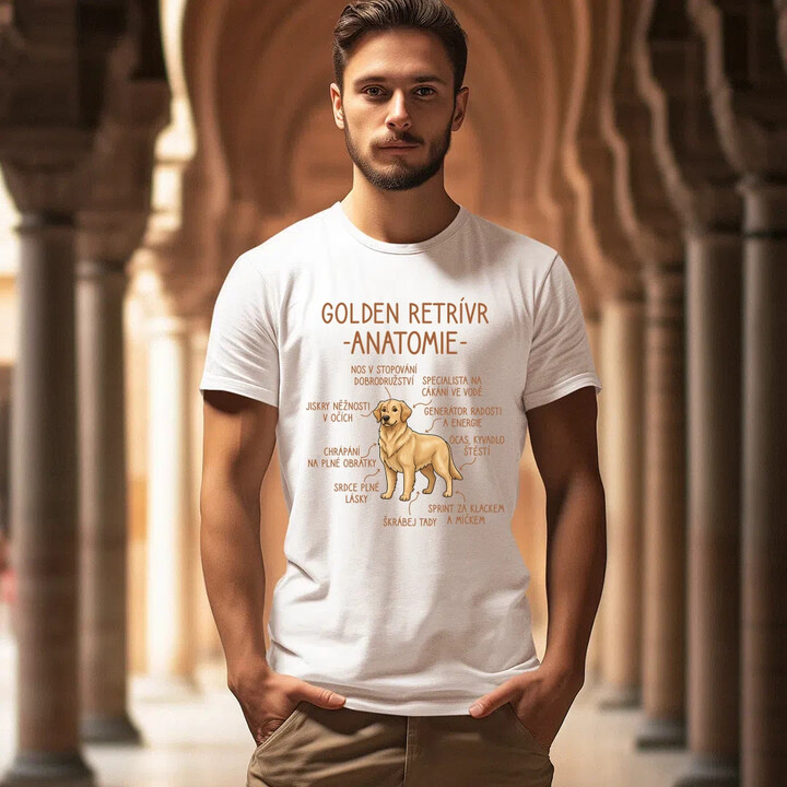 Golden retrívr - anatomie - pánské tričko s potiskem