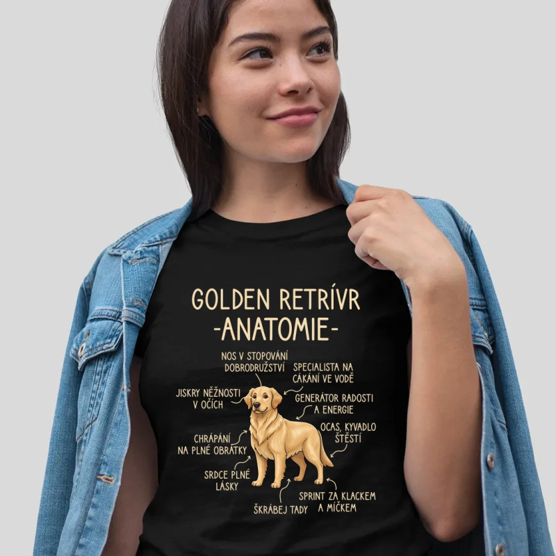 Golden retrívr – anatomie - dámské tričko s potiskem