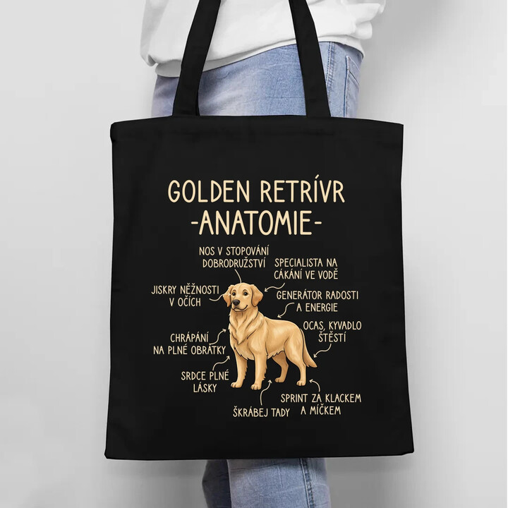 Golden retrívr - anatomie - taška s potiskem