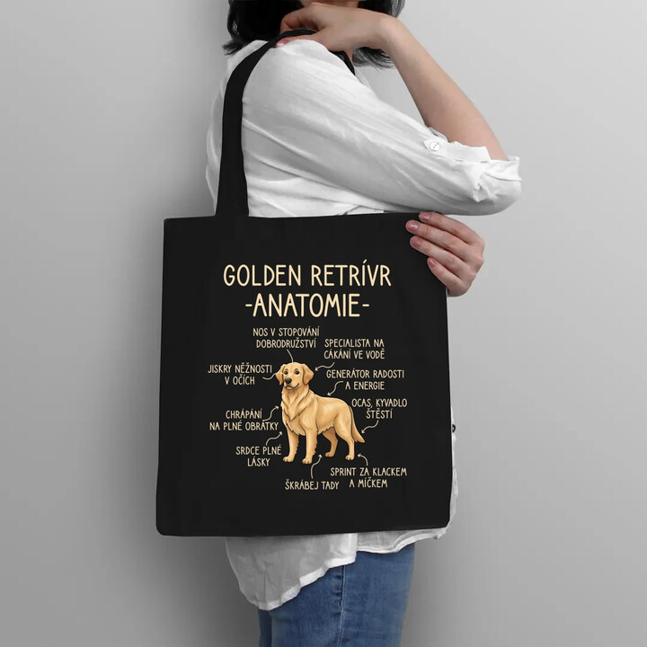 Golden retrívr - anatomie - taška s potiskem