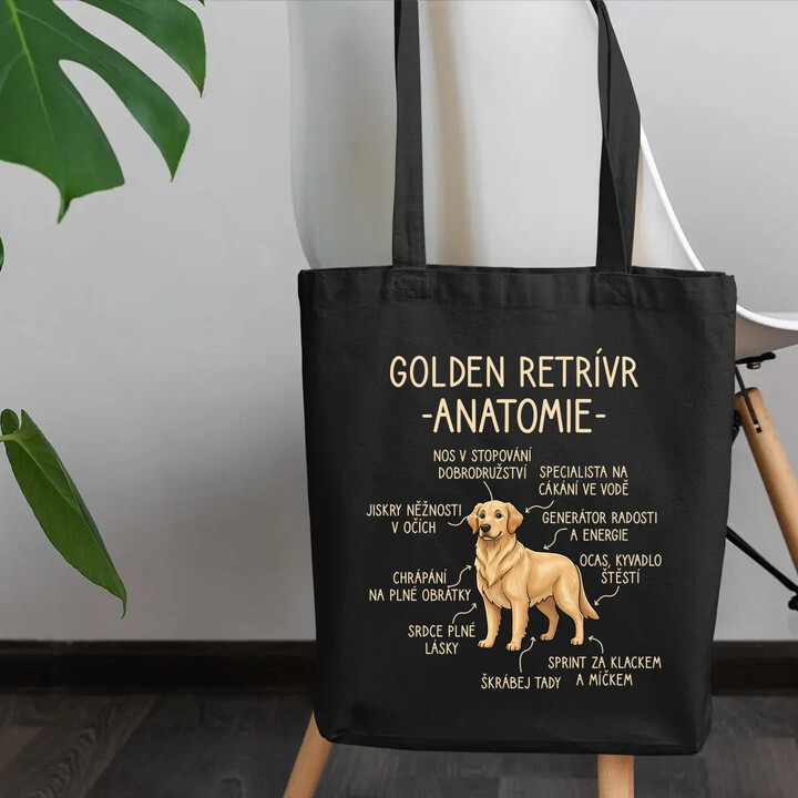 Golden retrívr - anatomie - taška s potiskem