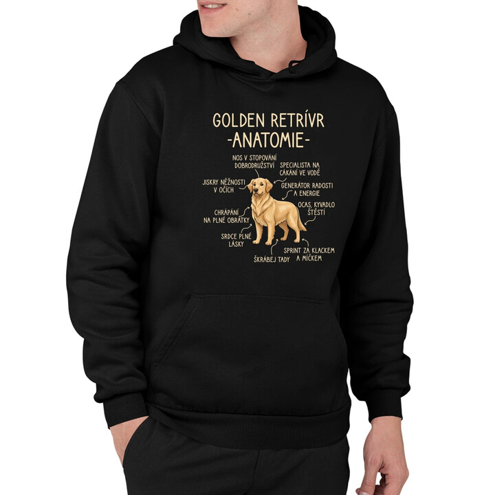 Golden retrívr - anatomie - pánská mikina s potiskem