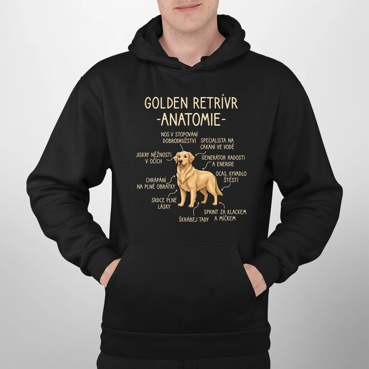Golden retrívr - anatomie - pánská mikina s potiskem