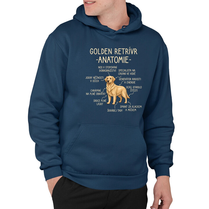 Golden retrívr - anatomie - pánská mikina s potiskem