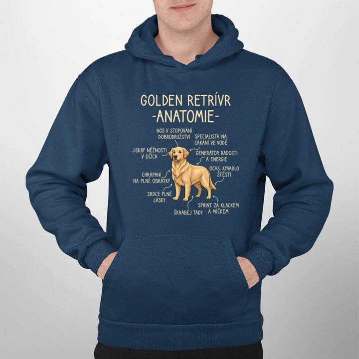 Golden retrívr - anatomie - pánská mikina s potiskem