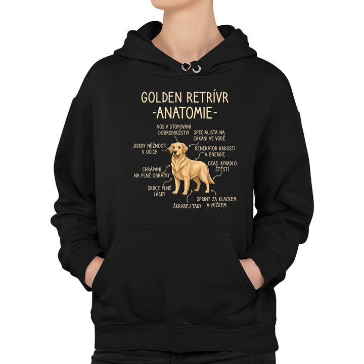 Golden retrívr - anatomie - dámská mikina s potiskem