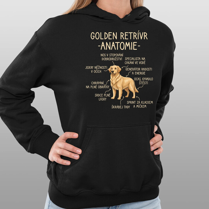 Golden retrívr - anatomie - dámská mikina s potiskem