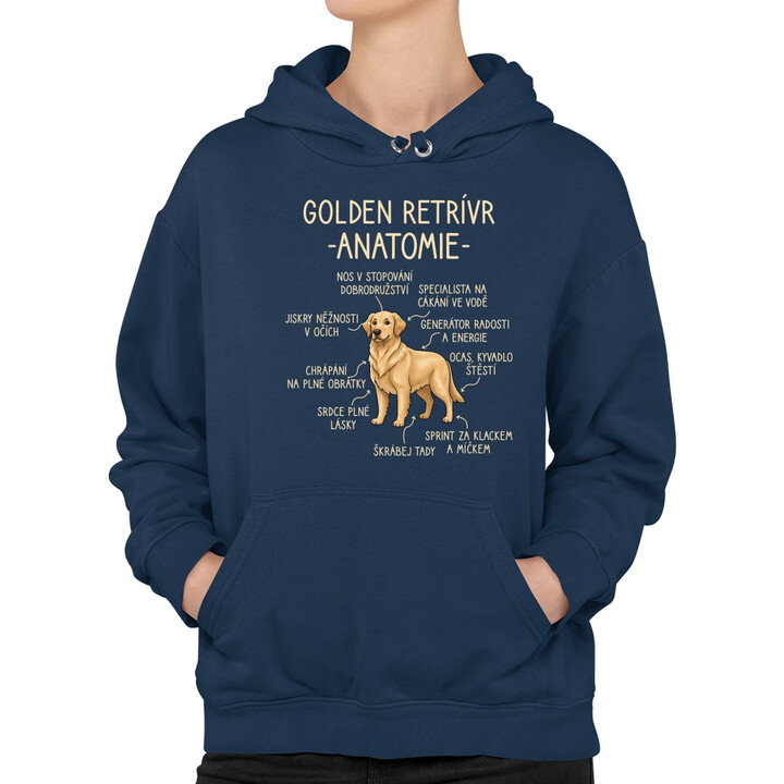 Golden retrívr - anatomie - dámská mikina s potiskem