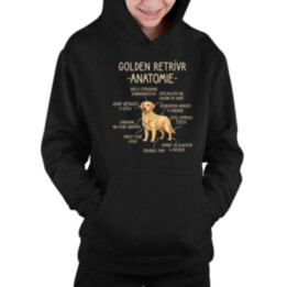Golden retrívr – anatomie - dětská mikina s kapucí