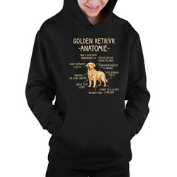 Golden retrívr - anatomie - dětská mikina s kapucí
