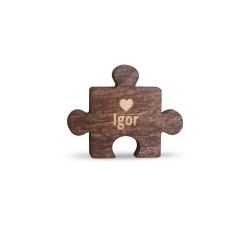 Puzzle - dřevěná brož s gravírováním - personalizovaný produkt