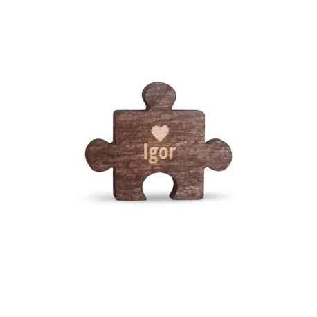 Puzzle - dřevěná brož s gravírováním - personalizovaný produkt