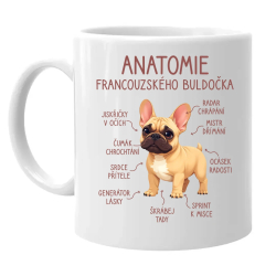 Anatomie francouzského buldočka - béžový - hrnek s potiskem