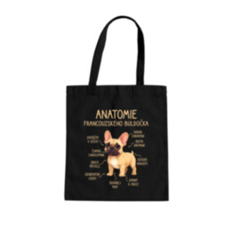Anatomie francouzského buldočka - béžový - taška s potiskem