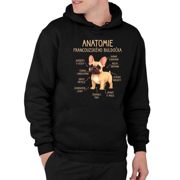 Anatomie francouzského buldočka - béžový - pánská mikina s potiskem