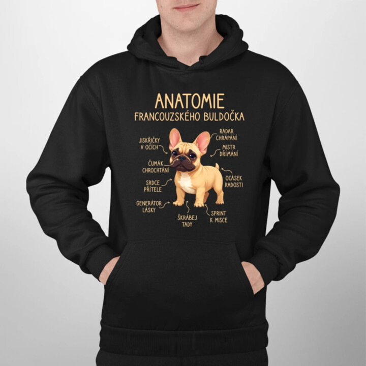 Anatomie francouzského buldočka - béžový - pánská mikina s potiskem