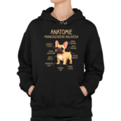 Anatomie francouzského buldočka - béžový - dámská mikina s potiskem