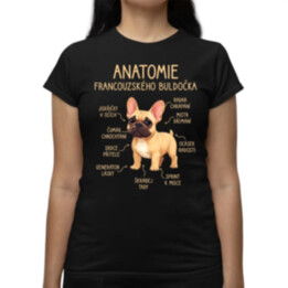 Anatomie francouzského buldočka - béžový  - dámské tričko s potiskem