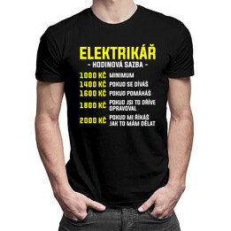 Elektrikář - hodinová sazba - pánské tričko s potiskem