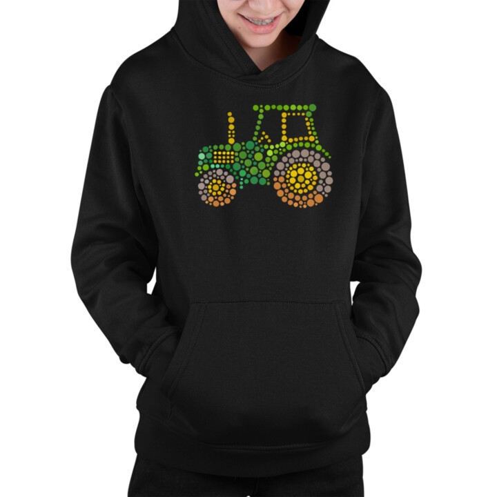 Traktor - den tečky - dětská mikina s kapucí