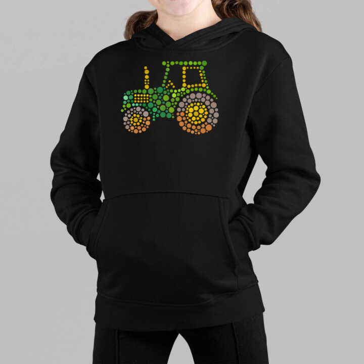Traktor - den tečky - dětská mikina s kapucí