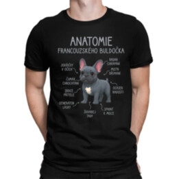 Anatomie francouzského buldočka - modrý - pánské tričko s potiskem