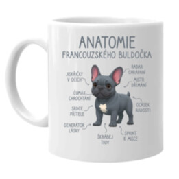 Anatomie francouzského buldočka - modrý - hrnek s potiskem