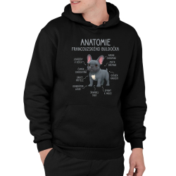 Anatomie francouzského buldočka - modrý - pánská mikina s potiskem