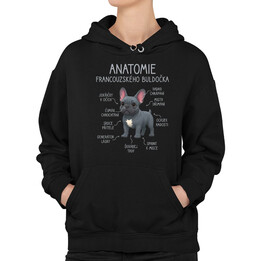 Anatomie francouzského buldočka - modrý - dámská mikina s potiskem