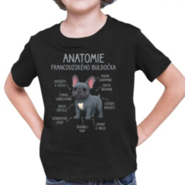 Anatomie francouzského buldočka - modrý - dětské tričko s potiskem