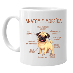 Anatomie mopsíka - hrnek s potiskem