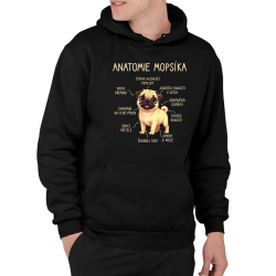 Anatomie mopsíka - pánská mikina s potiskem