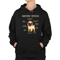 Anatomie mopsíka - dámská mikina s potiskem