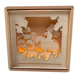 Kočičí tlapka - dřevěná brož s gravírováním