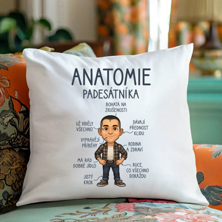 Anatomie – padesátníka - polštář s potiskem
