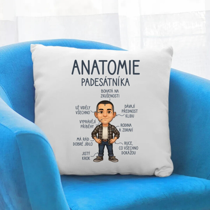 Anatomie – padesátníka - polštář s potiskem