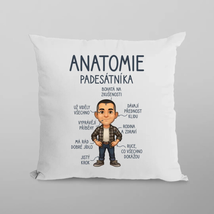 Anatomie – padesátníka - polštář s potiskem