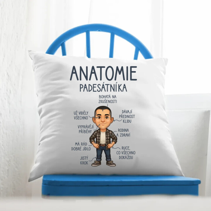 Anatomie – padesátníka - polštář s potiskem