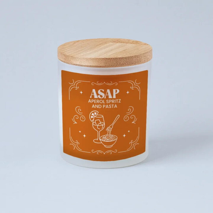 ASAP - Aperol spritz and pasta - vonná svíce s potiskem