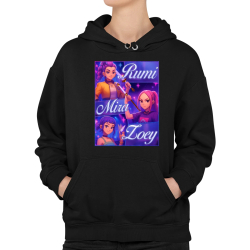 Rumi, Mira a Zoey - Huntrix - dámská mikina s potiskem pro fanoušky filmu KPop Demon Hunters