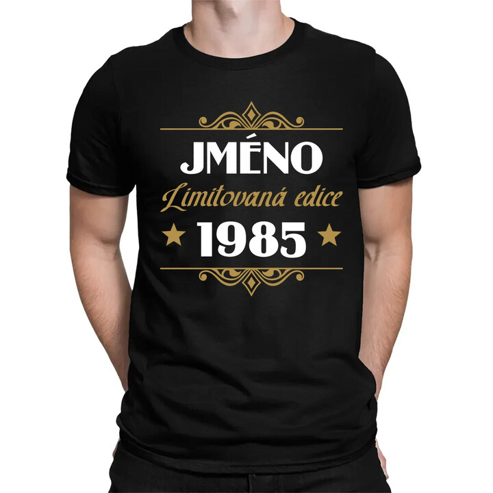 Limitovaná edice: jméno + rok narození s potiskem - personalizovaný produkt - pánské tričko s potiskem
