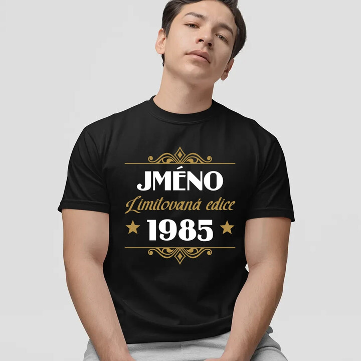 Limitovaná edice: jméno + rok narození s potiskem - personalizovaný produkt - pánské tričko s potiskem