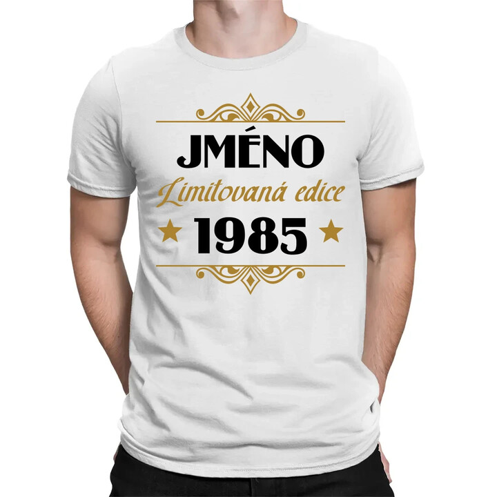 Limitovaná edice: jméno + rok narození s potiskem - personalizovaný produkt - pánské tričko s potiskem