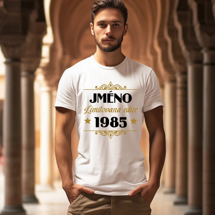 Limitovaná edice: jméno + rok narození s potiskem - personalizovaný produkt - pánské tričko s potiskem