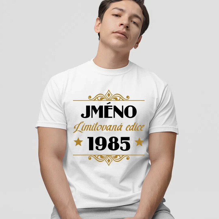 Limitovaná edice: jméno + rok narození s potiskem - personalizovaný produkt - pánské tričko s potiskem
