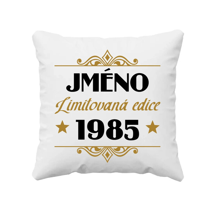 Limitovaná edice: jméno + rok narození s potiskem - personalizovaný produkt - polštář s potiskem