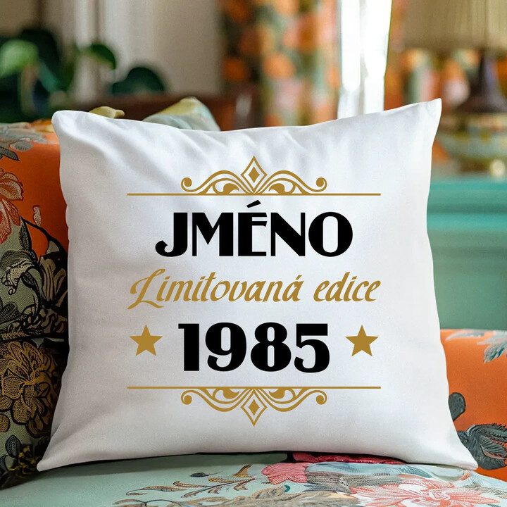 Limitovaná edice: jméno + rok narození s potiskem - personalizovaný produkt - polštář s potiskem